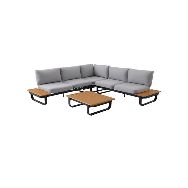 Naterial Set de Sala Modular para Jardín: Sofá Esquinero con cojines + 1 mesa, Estructura de Aluminio para Exterior, Modelo Calypso