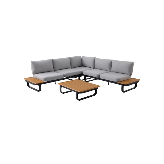 Naterial Set de Sala Modular para Jardín: Sofá Esquinero con cojines + 1 mesa, Estructura de Aluminio para Exterior, Modelo Calypso