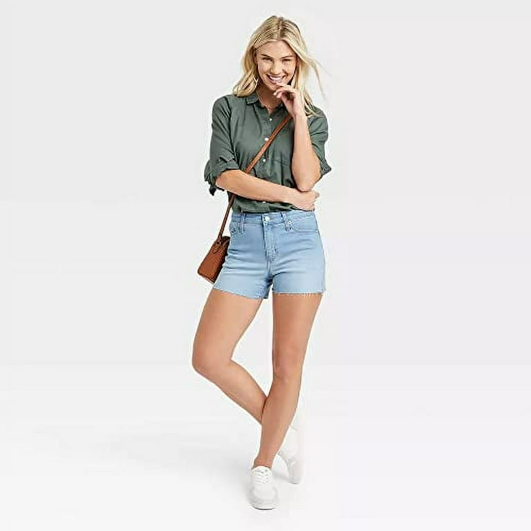 High waisted midi jean shorts best sale