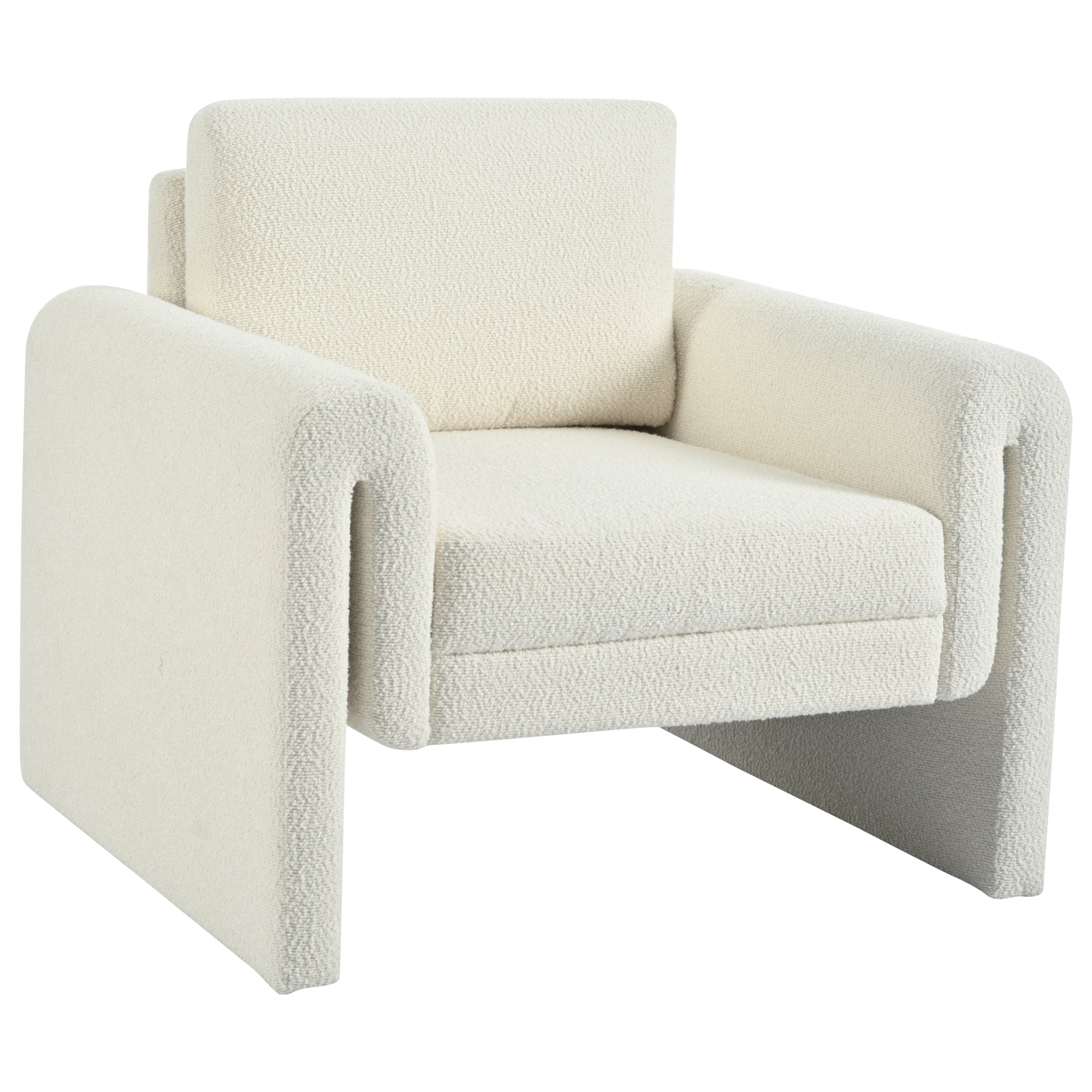 Christopher Knight Home Modern Bouclé Upholstered Accent Chair, Sculptural Armchair, Ivory