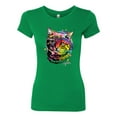 thumbnail image 2 of Cute Colorful Rainbow Cat Animal Lover Womens Slim Fit Junior Tee, Kelly, 2XL, 2 of 3