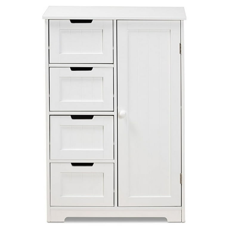 Baxton Studio Beltran Modern and Contemporary White Finished Wood Bathroom Storage Cabinet
