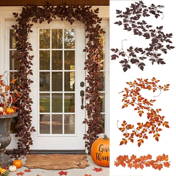 geerera Fall Decor Fall Garland for Home - 80.7" Artificial Autumn Leaf Vine with Serrated Fall Foliage, Fall Home Decor Leaves Decor Hanging Swag for Mantel Wall Doorway