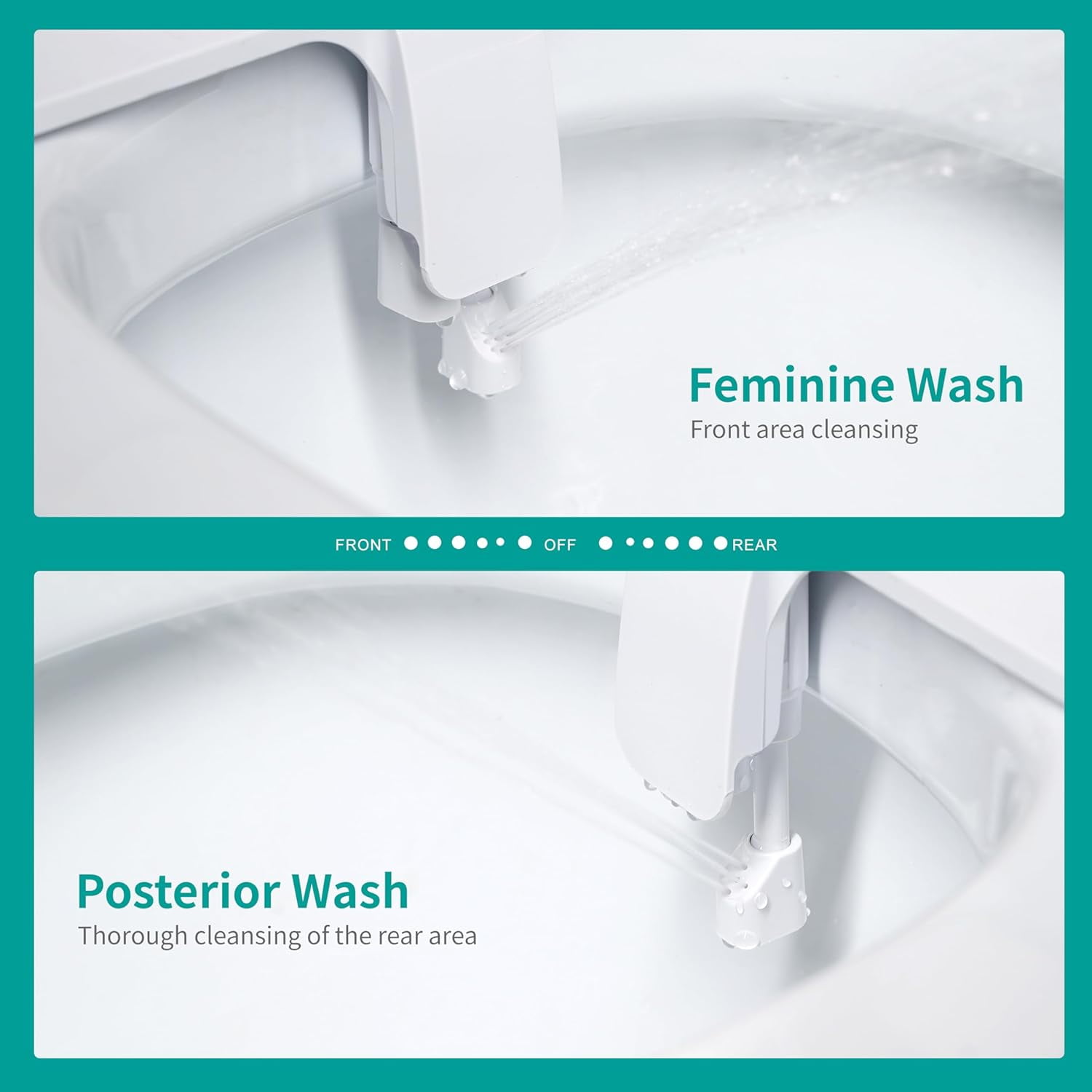 Ultra-Slim Bidet Attachment for Toilet, Dual Nozzle (Frontal & Rear Wash) with Self-cleaning, Non-Electric Bidet Toilet Seat Attachment with Adjustable Water Pressure, White