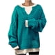 thumbnail image 2 of Puntoco-suéter de manga larga para mujer, top con cuello en V de Color sólido, suéteres de punto sueltos informales, blusa, liquidación de Navidad Puntoco Puntoco-984, 2 of 8