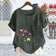 thumbnail image 5 of Xuyuer Women's Spring And Summer Block Print Round Neck Button Short Sleeve Casual T-Shirt, 5 of 5