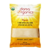 Darsa Organics Chickpea Flour 2 lb  | Chane Ka Atta | Besan | USDA Organic | Chemical-Free | Non-GMO | Kosher | Vacuum Packed