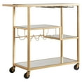 thumbnail image 6 of Chelsea Lane Champagne Gold Mirror Glass Metal Bar Cart, 6 of 7