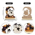 thumbnail image 3 of Halloween 4PC Wooden Decoration Set, 2D Moon Tree Swing Ghost Figurines with Pumpkin Mushroom and Floral Design, Tabletop Decor for Shelf Cabinet Mantel and Seasonal Home Display, 3 of 5