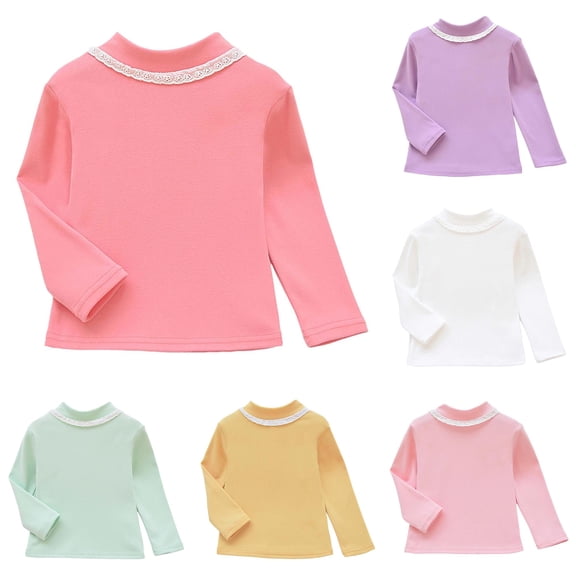 Toddler Girls Summer Cute Tops Thermal Long Sleeve Shirt Winter Warm Half Turtleneck Base Layer Top Size 3-4T ,Pink