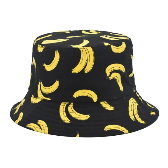 Charmgo Trucker Hat Clearance, Fruit Fisherman Hat Womens Cotton Korean Summer Hat Men's Travel Beach Double Sided Pot Hat Bucket Hat Baseball Cap, Sun Hats for Women Black