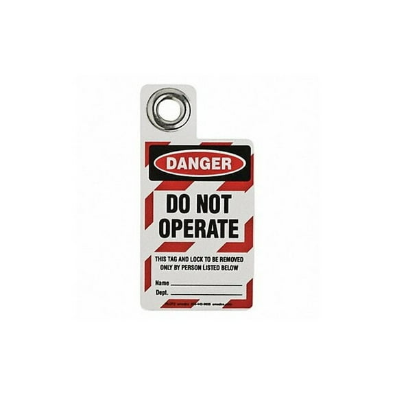 Brady Danger Tag,3 x 2 In,Bk and R/Wht,Met 105723