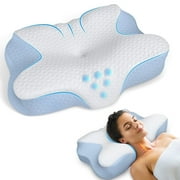 Memory Foam Pillow, Comfort Sleeping Pillow for Neck, Bed Pillow Ideal for Side, Back and Stomach Sleepers, Washable White Pillowcase, 61x41x11,5cm