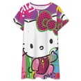 thumbnail image 3 of Hello Kitty Nightgowns for Women Short Sleeve Night Gown Soft Sleep Shirts Women's Sleepwear Print Sleep Dress, 3 of 7