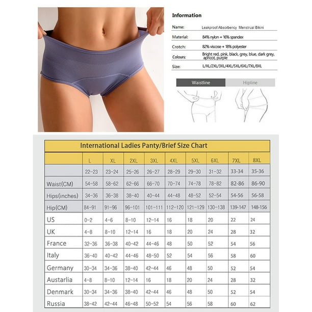 Charmo Womens Period Underwear Plus Size Panties High Waisted Leak  Protection Briefs Pack of 4 