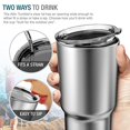 thumbnail image 3 of Atlin Tumbler [30 oz. Double Wall Stainless Steel Vacuum Insulation] Travel Mug [Crystal Clear Lid] Water Coffee Cup [Straw Included]For Home,Office,School - Works Great for Ice Drink, Hot B, 3 of 3
