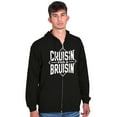 thumbnail image 4 of Cruisin For a Bruisin Fight Rebel Punk Men's Big & Tall Graphic Zip Up Hoodie Brisco Brands 2X, 4 of 5