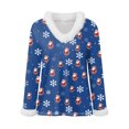 thumbnail image 6 of adviicd Women Christmas Tops Faux Fur Trim Long Sleeve Sweatshirt V Neck Graphic Holiday Shirts Fun Dressy Pullover Top (Blue, XL), 6 of 7