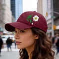 thumbnail image 4 of Hand Embroidered Floral Baseball Cap, Trucker Style Adjustable Snapback for Men and Women, Breathable Sun Hat for Outdoor, Daily Wear, Fishing, and Travel Wine, 4 of 5