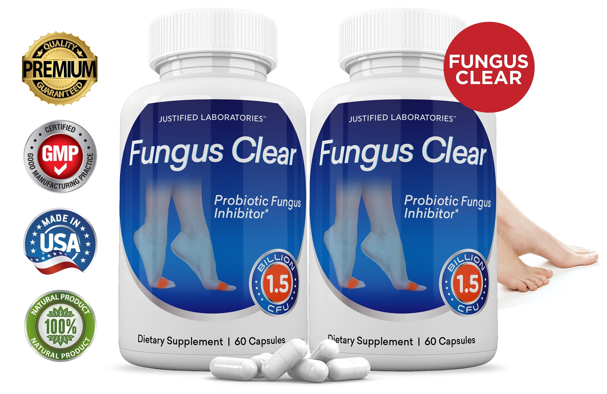 (2 Pack) Fungus Clear Probiotic 1.5 Billion CFU Supplement Pills