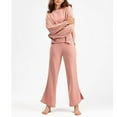 thumbnail image 5 of Women's 2 Piece Sweater Outfits Set Fall Clothes for Ladies Elegant Jogger Long Sleeve Crewneck Sweater Casual Loose Wide Leg High Waisted Pants Solid Color Comfy Loungewear Pink Free Size, 5 of 5