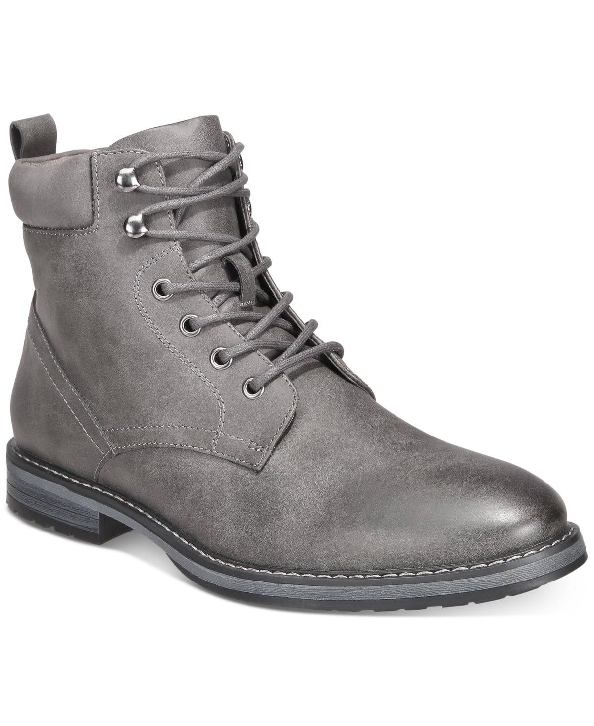 Men\'s Lace-Up Gray Leather Chukka Boots with Rugged Sole Men main image 4