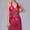 #318-Hot Pink, variant on Carnival Halter Neck Fringe Top, Leather Sequin Dance Costume with Built-in Bra, V-neck Crop Top for Stage Performance and Dance Shows
