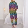 thumbnail image 3 of Pajama Sets for Women 2 Pcs, Rainbow Bright colorful leopard Button Down Long Sleeve Sleepwear Lounge PJ Sets, 3 of 6