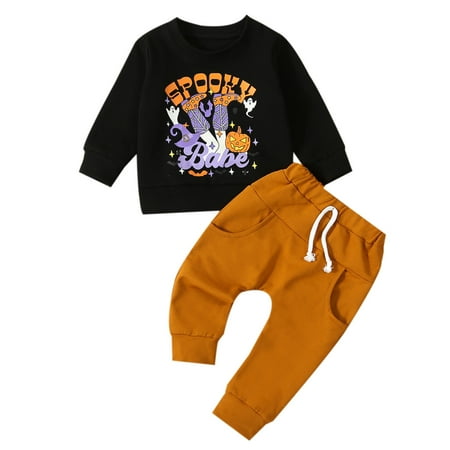 

Baby Outfits Toddler Boys Winter Long Sleeve Cartoon Pumpkins Prints Tops Pants 2PCS Outfits Clothes Set Pumpkin All Saints Day(Color:Black Size:18-24 Months)
