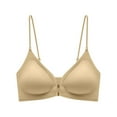 thumbnail image 6 of Front Close Bras for Women, Audhol Front Closure Bras for Women with Metal Snap and Wireless Racerback Bra Comfortable Bralette Bras for Women No Underwire Khaki 3XL, 6 of 7