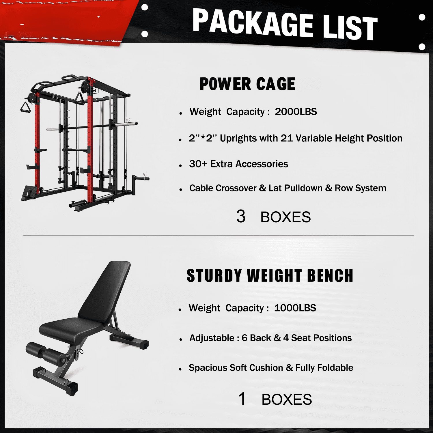 Allviate Smith Machine Power Cage, 2000LBS Capacity All-in-One Squat Rack with Cable Crossover System, Multi-Function Strength Training Equipment for Home Gym