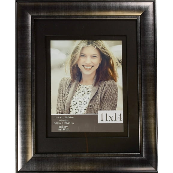 Gallery Solutions 11" x 14" Silver Frame with Black Double Mat
