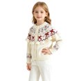 thumbnail image 4 of Ticikt Toddler Girls Fair Isle Heart Bow Knit Cardigan Sweater Ruffle Button Front Long Sleeve Soft Warm Holiday Fall Top,White, 4 of 6