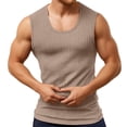 thumbnail image 4 of DGMIOCS Men's Workout Tank Top Ribbed Knit Sleeveless Gym Muscle T Shirts Bodybuilding Tee Khaki XL, 4 of 5