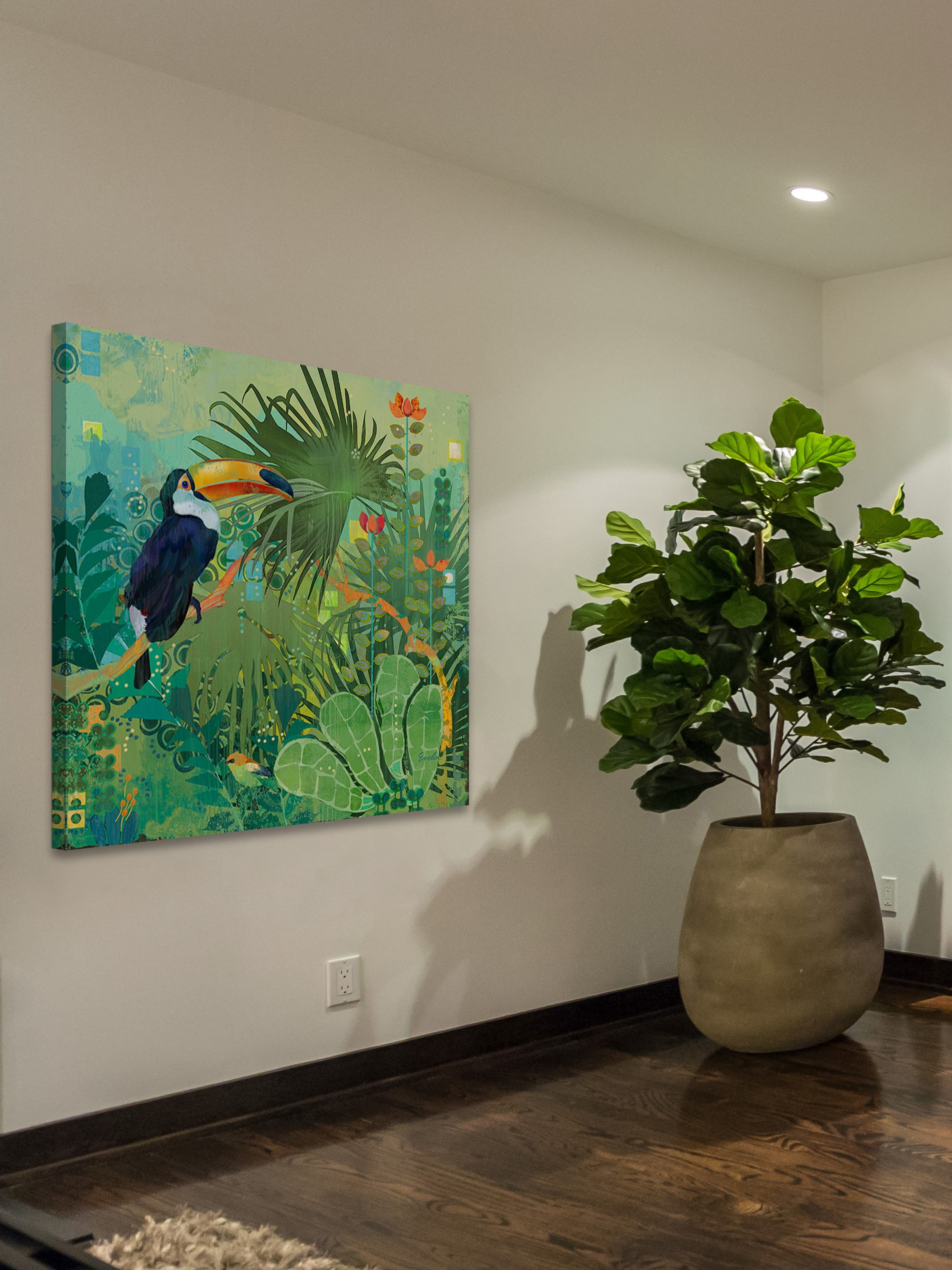 "Toucans and Flowers" Painting Print on Wrapped Canvas