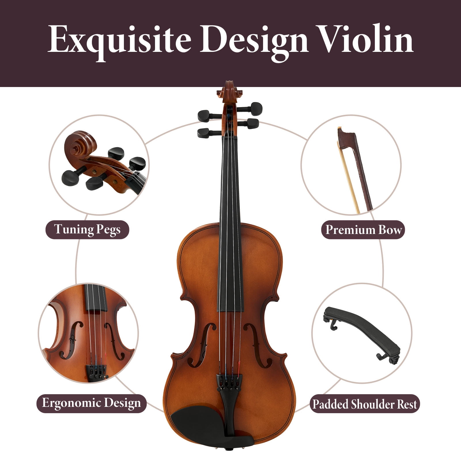 CQSXDA Lightweight 4/4 Full Size Violin Set -  with Stable Sound Complete Accessories Gift for Musicians
