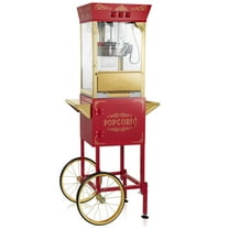 Olde Midway Movie Theater-Style Popcorn Machine with Cart and 10 oz Kettle, Red