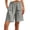 Gray, variant on Pleated Bermuda Shorts for Women Adjustable Waist Classic Shorts With Snap Zipper Exterior Pocket Relaxed Fit Banded Waist Rigid Waist for Everyday Vacation