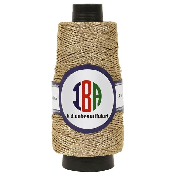 IBA Indianbeautifulart Metallic Thread For CraftsTwistedCordFor MacrameTwistedRope For Handmade Art DIY Projects Wall Art Decorations Pack of 1 |Gold
