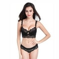 thumbnail image 2 of Women Push Up Embroidery Bras Set Lace Lingerie Bra and Panties and and High Waist Panty 3 Piece, 2 of 5