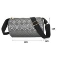 thumbnail image 3 of Bolso de cubo cilíndrica con cremallera de bolso de celosía de algodón acolchado (plata), 3 of 5
