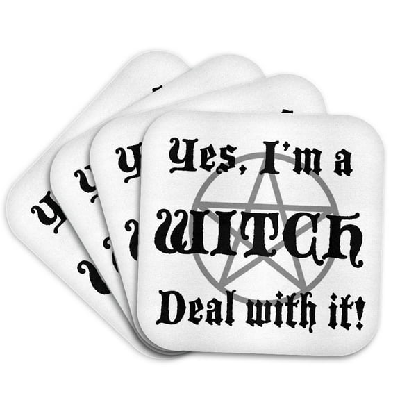 3dRose, Yes, Im a witch deal with it, set of 4 Coasters - Soft