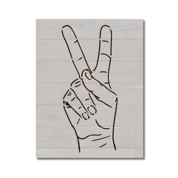 Hand Peace Sign Gesture Bunny Ears Stencil Template Reusable 8.5 x 11 for Painting on Walls, Wood, Etc. By Stencilville