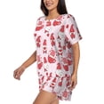 thumbnail image 2 of Susaid Valentine Gnomes Print Women's Pajama Set, Button-Up Sleepwear with Elastic Waist Shorts, Perfect for Lounging, Yoga, Beach, and Casual Wear-Large, 2 of 7