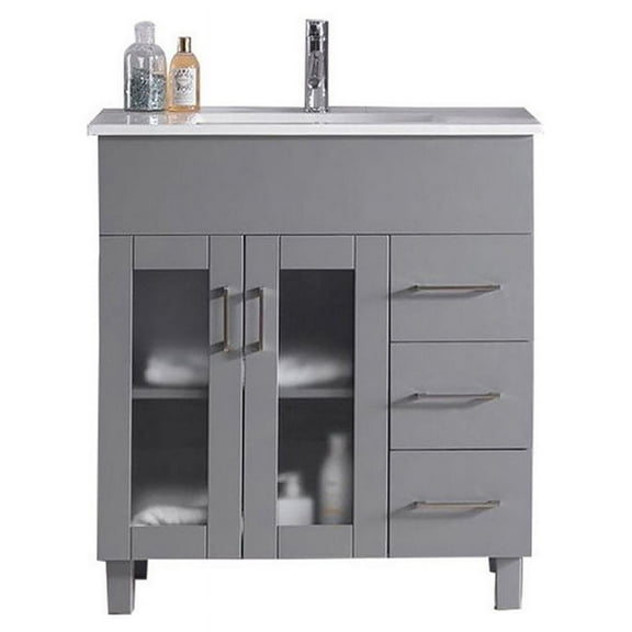 Nova 32 - Grey Cabinet   Ceramic Basin Counter