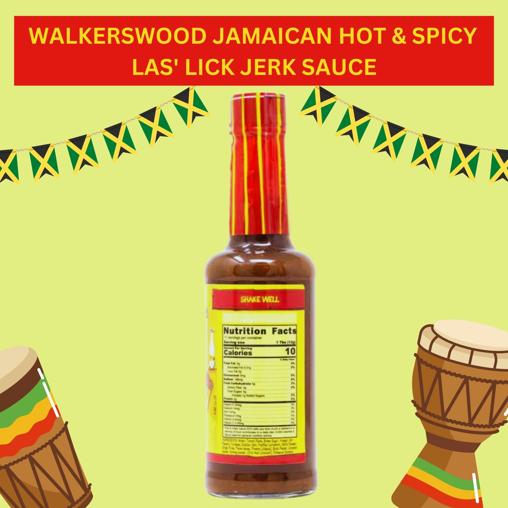 Walkerswood Las' Lick Jerk Sauce 6 Fl Oz Pack of 3, Hot & Spicy Jamaican Seasoning, Authentic Caribbean Marinade Table Sauce for Chicken Meat Seafood BBQ Grilling w/ Snoep in Beperkte Oplage