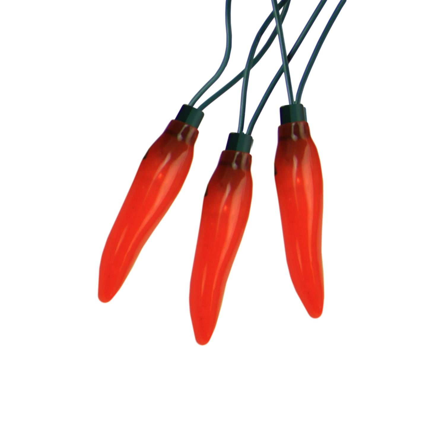 Set of 10 Orange LED Chili Pepper Patio and Garden Novelty Christmas