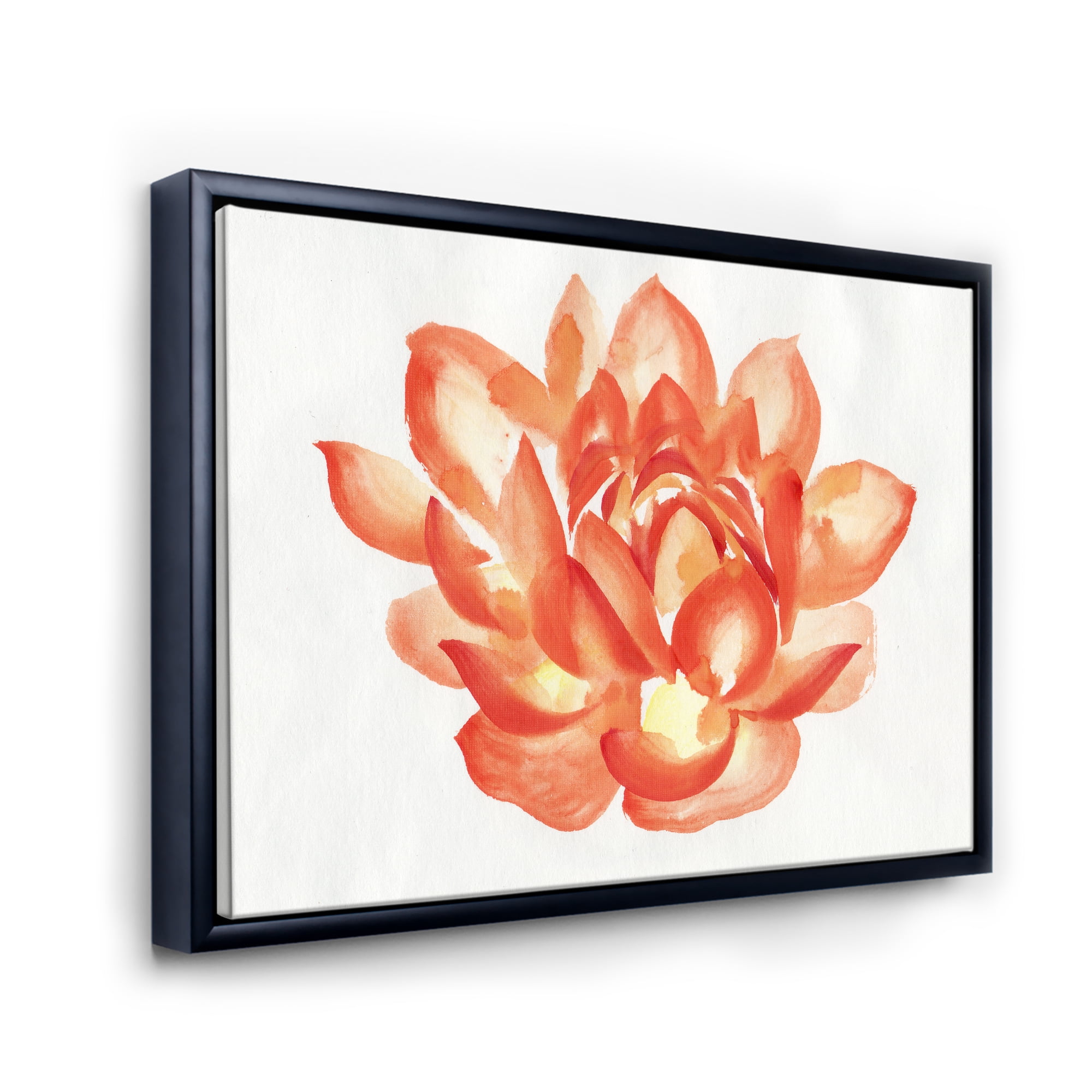 Designart 'Ancient Detail of A Orange Lotus' Traditional Framed Canvas Wall Art Print