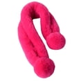 thumbnail image 2 of dianhelloya Cross Scarf Faux Rabbit Fur Fuzzy Thickened Pompoms Soft Cold Resistant Solid Color Autumn Winter Female Neck Warmer Collar Scarf for Outdoor Rose Red, 2 of 8