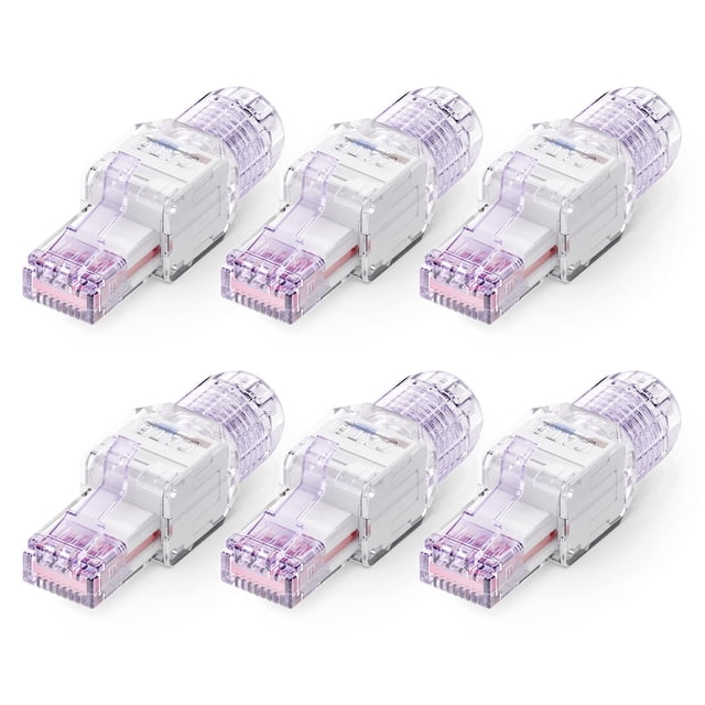 VCELINK CAT6 Connecteur RJ45 Sans Outil, Prise UTP Réutilisable Compacte Sans Sertissage pour Terminaison sur le Terrain pour Câbles Ethernet 23-26 AWG, 1000 Mbps, Transparent